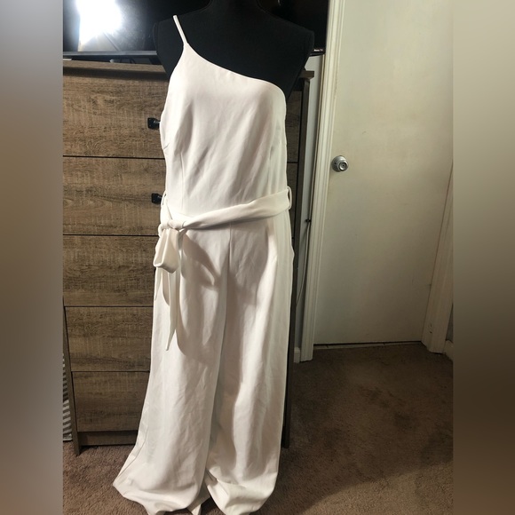 Anrabess Summer Dressy One Shoulder Sleeveless Tie Waist Wide Leg Jumps… - Picture 2 of 7